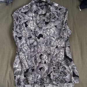 Express Black and White Floral Blouse